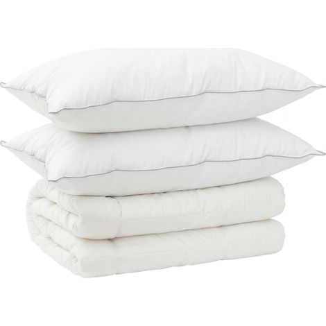 Bettdecke und Kissen Set 3 pcs 135 x 220 cm 4 Jahreszeiten Weiß vidaXL (1/5)
