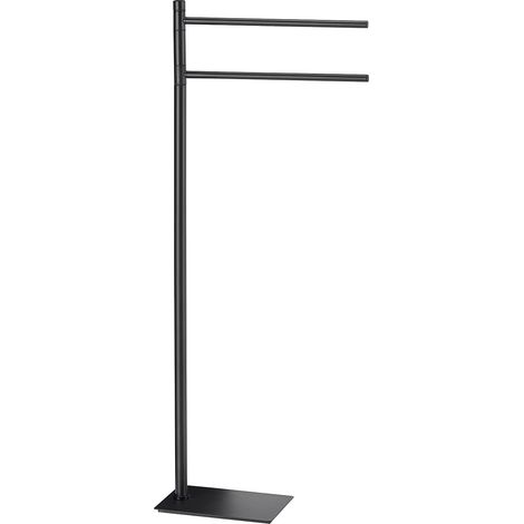 GEDY G-Seul Piantana Porta Asciugamani Nero con Finitura Bianca, Misure 83,3 x 34 x 14 CM, Porta Asciugamani da Terra in Acciaio Inox e Cromall®, Brugola da 4mm Inclusa (1/4)