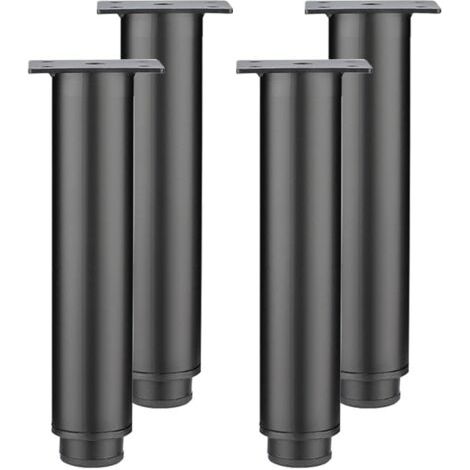 Lot de 4 pieds de meuble réglables en acier laminé à froid, pieds de table de remplacement pour armoire, canapé, pieds en métal (noir, 8 cm) (1/5)