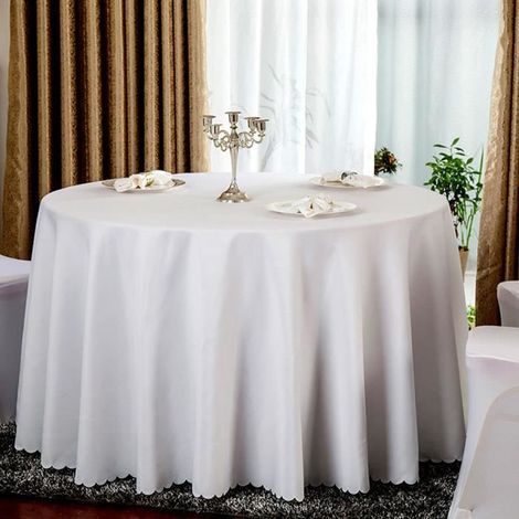 Nappe de table - Blanche - 240 cm - Antitache - Extérieur - Restaurant, Maison (1/4)