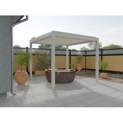 Pergola Bioclimatique Autoportante Motorisée Aluminium 3x3 Blanc O ORIAL France (1/5)