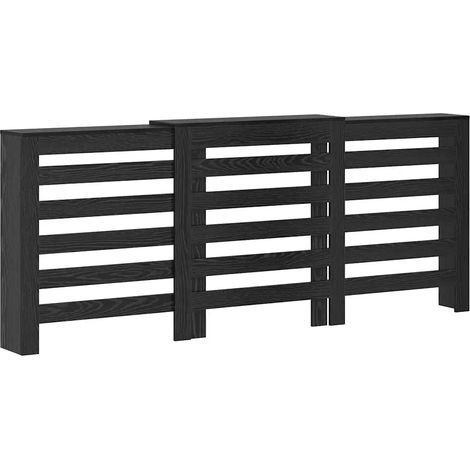 Cache-radiateur design minimaliste rangement pratique 205 x 21,5 x 83,5 cm en bois d'ingénierie chêne noir (1/5)