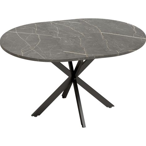 Table à manger extensible ovale pour 4 à 6 personnes - 100-135 cm, effet marbre noir - Table de cuisine avec rallonge - Pour salle à manger, famille - Design moderne et élégant (1/5)