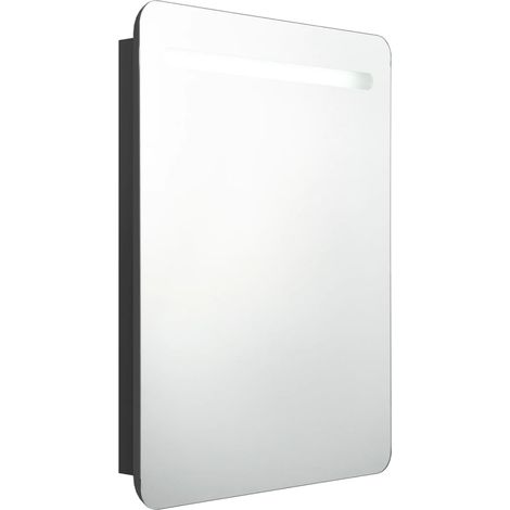 Armoire de salle de bain à miroir LED Noir 60x11x80 cm (1/5)