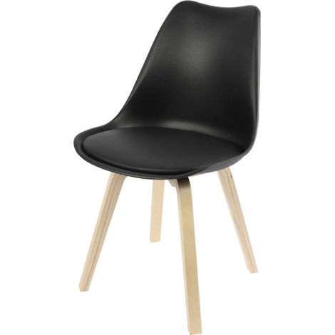Chaise scandinave noire avec coussin (1/3)