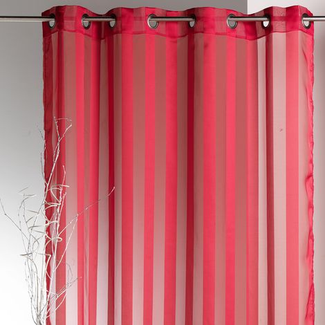 Voilage tissé à Rayures Rouge 140x250 cm