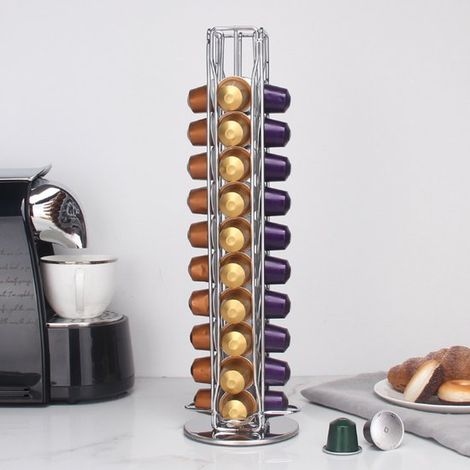Per 40 capsule, compatibile con capsule Nespresso. Bellissimo portacapsule, dispenser per chicchi di caffè, elegante e girevole a 360 gradi. (1/5)