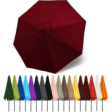 Auvent De Remplacement Pour Parasol De Terrasse, Toile De Parasol Pour Cour Jardin Plage, Protection UV Housse De Rechange(Maroon,2.5m - 6Ribs) (1/5)