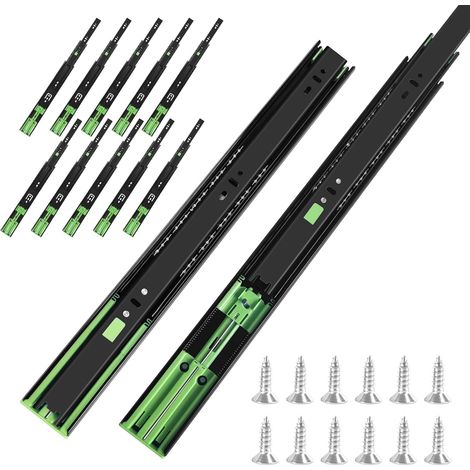 glissiere pour tiroir 6 paires (12pcs), 30cm Glissières de tiroir à fermeture automatique douce, extension complète avec glissières à roulement à billes, coulisse tiroir 45kg de capacité (1/5)