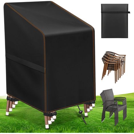 CCYKXAHousse de protection pour chaise de jardin en tissu Oxford - ImperméablePour chaises empilables - Pour meubles de jardin 65 x 65 x 75/120 cm (1/5)