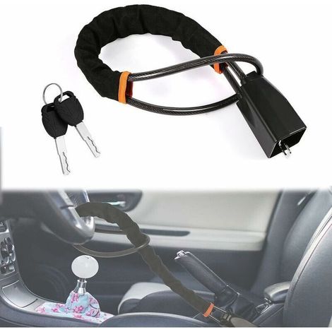 Antivol Volant Universel avec 2 Clés - Verrou de Sécurité pour Voiture, Camion, SUV et Fourgon (Noir) (1/5)