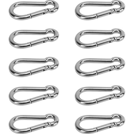 Packung mit 10 federbelasteten Karabinern, Sicherheitsverschlüssen aus Edelstahl, geeignet zum Wandern, 9 mm/0,35 Zoll. (1/4)