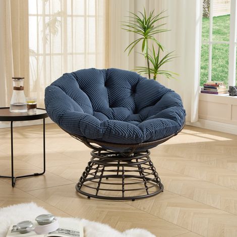 Fauteuil papasan pivotant 360° acier bleu marine OKMYHOME (1/5)
