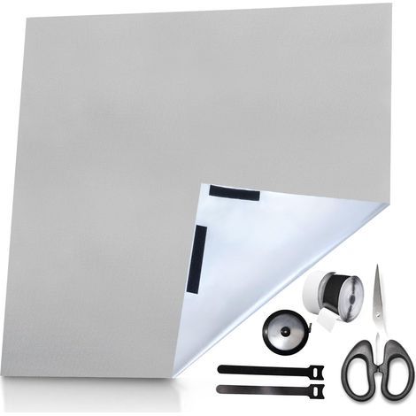 Fenêtres occultantes sans perçage,fenêtre de Toit occultante Gris Clair 1m x 1,45m avec Auto-agrippante et Serre-câbles Peut être Store occultant fenêtre de Toit Tissu occultant 100% opaqu (1/5)