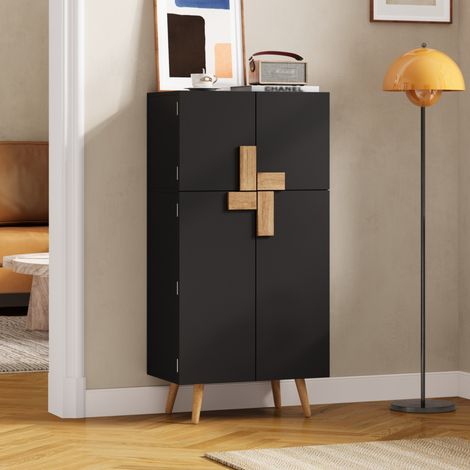 Armario alto de cocina 60x35x120 cm de Melaminado negro con almacenaje para cocina FloraGrace (1/5)