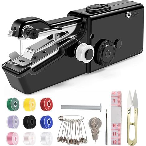 Machine a Coudre Portable, Machine a Coudre a Main Sans Fil Couture Accessoires Compact, Necessaire Couture Noir pour Debutants Maison de Vetements le Bricolage et Les Voyages en Famille (1/5)