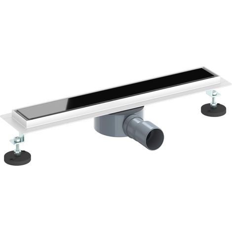 Desagüe de ducha con tapa de vidrio y sifón 360° Negro 50 cm vidaXL