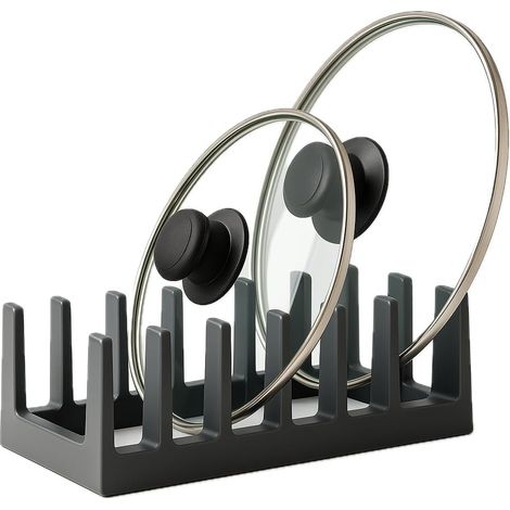 Organisateur de cuisine JeiibrZui - Support JeiibrZui pour 6 pièces - Antidérapant et compatible lave-vaisselle - Pour tiroirs et plans de travail - Anthracite (1/5)