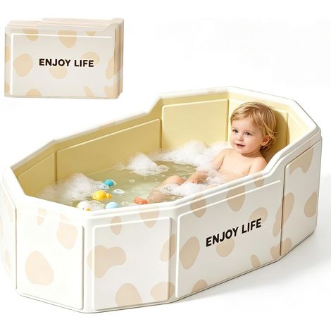 Bañera plegable para bebé de 75x45x28cm, bañera plegable con válvula de drenaje, portátil y que ahorra espacio, multifuncional para niños de 0 a 8 años. (1/5)
