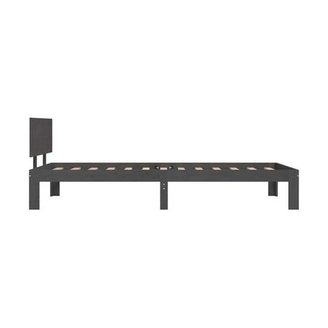 Cadre de lit sans matelas, pin massif gris, 90 × 200 cm, pin massif durable, pour chambre, décor moderne, facile à assembler (1/5)