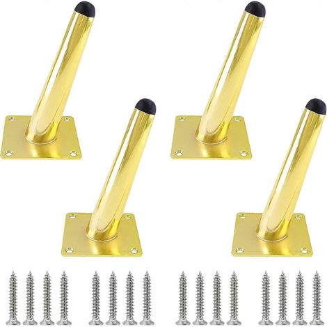 Pieds de meuble réglables de 30 cm (12 pouces), pieds de meubles inclinés, ensemble de 4 pièces dorés pieds de canapé médiévaux, pieds de table basse robustes pieds de chaise fuselés de 10 cm (4 pou (1/5)