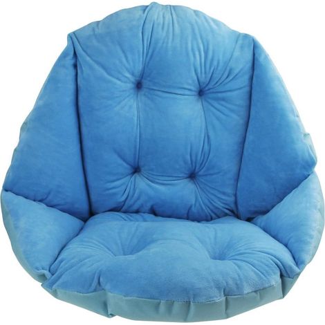 Stuhlkissen mit Rückenlehne Sessel Sitzauflage Samt Weich Elastisch Wasserfest für Rattan Gartenstuhl 40x52cm Blau