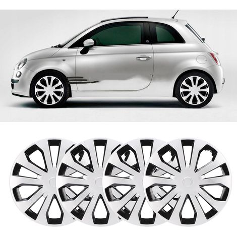 4 enjoliveurs universels 16 pouces en ABS R16 pour voitures, camions et SUV, argent et noir. (1/5)