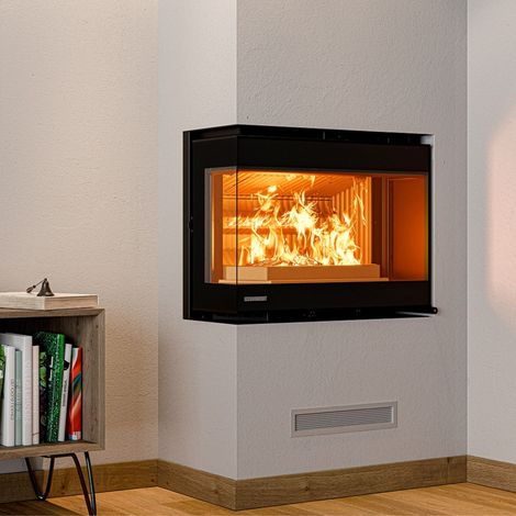 Insert à bois d'angle - THERMOROSSI Panorama Angolare DX 10.6 kW Avec socle - Sans kit ventilation