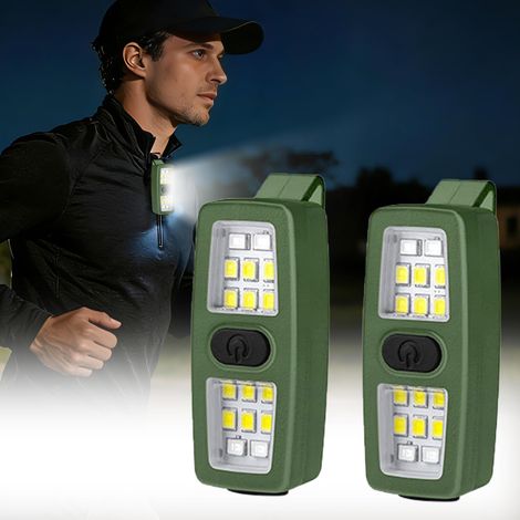 1 lot de lampe de poche à clipser, 7 modes, lampes de course rechargeables pour coureurs, lampe de poche mains libres portable pour promener le chien, mini lampe torche LED de sécurité pour la (1/5)