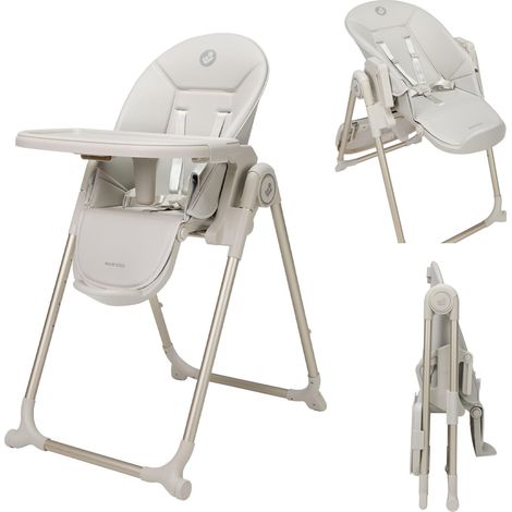 Chaise Haute Bébé, 0-3 ans (15 kg max.), Chaise Haute Pliable, Légère (9,45 kg), 4 Réglages D'inclinaison (1/5)