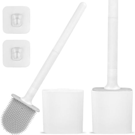 Brosse WC en silicone, support mural pour brosse WC, brosses et supports WC gris-AquaForge (1/4)
