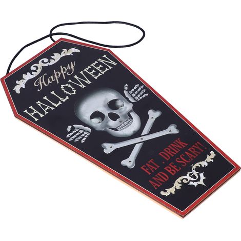 LED-Hängeschild für Halloween, buntes Türschild aus Holz, festliche Dekoration für Partys und Feiern (1/5)