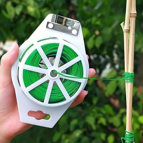 （50m）Rouleau de fil vert polyvalent de 50 m de long pour plantes de vigne, fleurs et supports avec cutter intégré