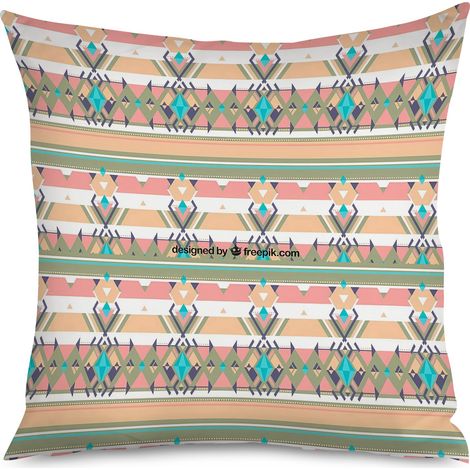 Housse de Coussin décoratif motifs nomades, style voyage (1/5)
