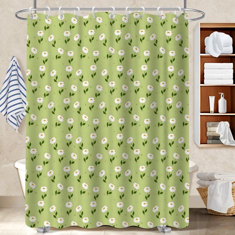 Ensemble rideau de douche polyester avec anneaux 180x180 À œillets renforcés bâche polyester douche pour une déco d’hiver réconfortante (1/5)