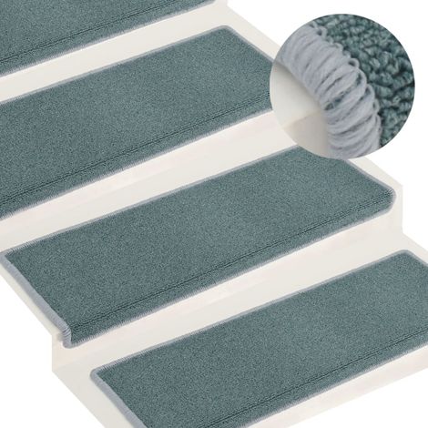 15 pcs Tapis d'escalier, Tapis de marches, Marchettes D'escalier Auto-adhésif sécurité 65x21x4 cm Bleu MKS70791 (1/5)