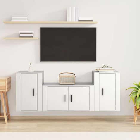 Ensemble de meubles TV 3 pcs pour Salon - Armoires TV Moderne Blanc Bois d'ingénierie BV761421 - BonneVie (1/5)