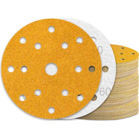 60 Disques Abrasifs 150mm Grain 60, 15 Trous pour Ponceuse Excentrique - Lot de 60 Pièces (1/5)