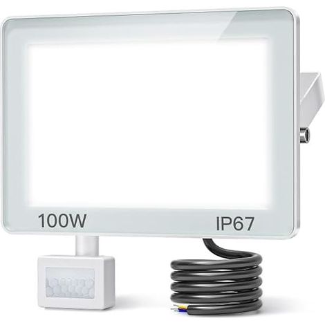 LED Outdoor Motion Detector Floodlight 100W 10000lm Outdoor LED Spot Light With Detector Cool White IP67 Waterproof Outdoor Security Lighting For Patio Terrace (1/5)