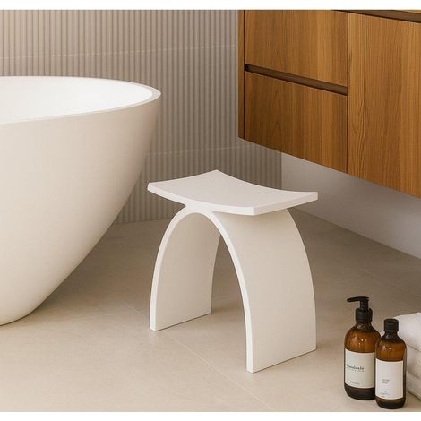 ZEZA Solid Tabouret salle de bain - 43x23.5x43cm - solid surface - blac mat