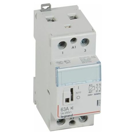 Contacteur de puissance CX³ silencieux bobine 230V - 2P 250V - 63A - contact 2F - 2 modules - LEGRAND