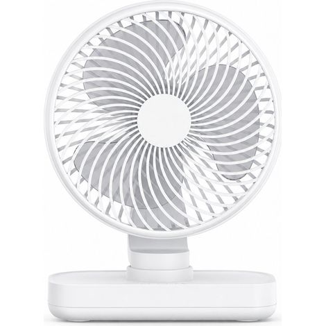 Wiederaufladbarer Tischventilator – Leiser Betrieb – 4 Geschwindigkeitsstufen – 90°-Oszillation – 4000 mAh – Weiß (1/5)