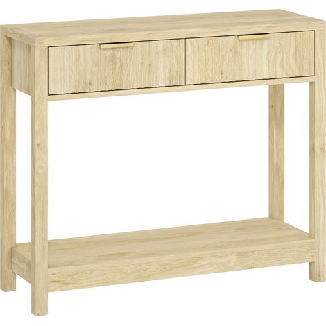 Console Sibold Design Élégant 2 Tiroirs Rangement Couloir Bois Naturel (1/5)