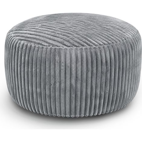 Pouf sacco rotondo 4FT in tessuto a coste, imbottitura memory foam, grigio chiaro (1/5)
