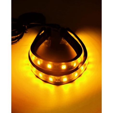 4 strisce LED da 12V, 30 cm, impermeabili, color ambra, per auto, moto, barca e golf cart. (1/5)