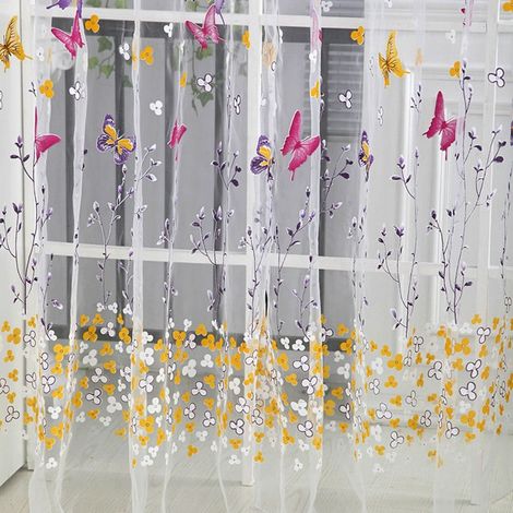 Voile Curtain - 270 cm x 100 cm - Sheer Window Valance - Modern Branch Pattern - 1 Panel (1/4)