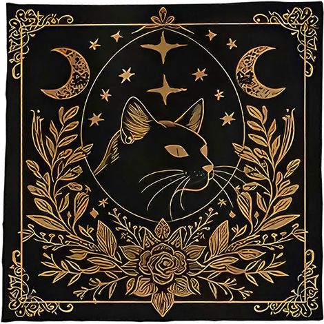 Nappe de tarot, nappe d'autel, nappe astrologique à motif d'étoiles et de fleurs, nappe de divination, tapisserie murale, 75 x 75 cm (1/5)