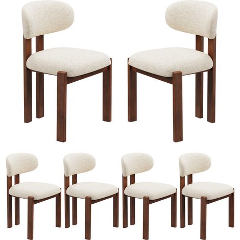 COLAMY Lot de 6 Chaises de Salle à Manger en Tissu Chenille Beige, Design Scandinave, Dossier Ergonomique 102°, Pieds en Bois Massif (1/5)