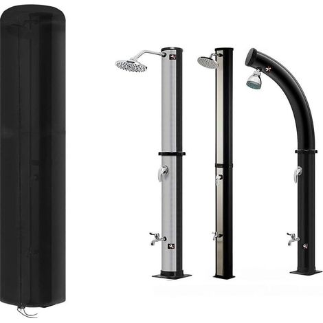 Housse de douche solaire robuste en tissu Oxford 210D imperméable avec cordon de serrage, pour cabine de douche d'extérieur, camping, randonnée, noir, 67 x 220 cm (1/5)