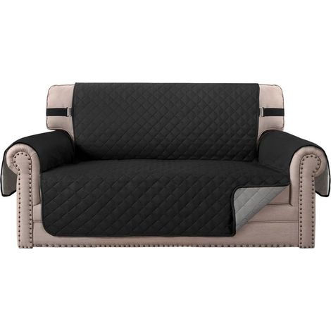 Housse Fauteuil Protecteur, Taille 2 Places / Relax. Housse Matelasse Réversible. Couleur noir (1/5)